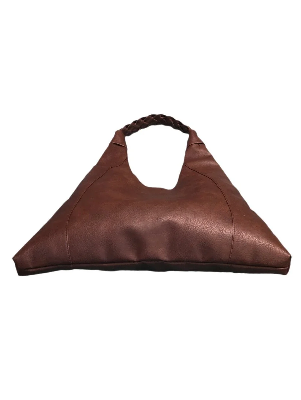 Terramar Chic Chocolate Brown Faux Leather Hobo Bag Braided Strap Accent Beads